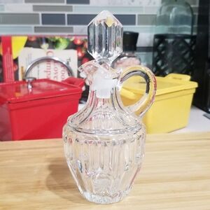 Princess House Lead‎ Crystal Cruet & Stopper Vertical Ribbed Thumbprint Pattern